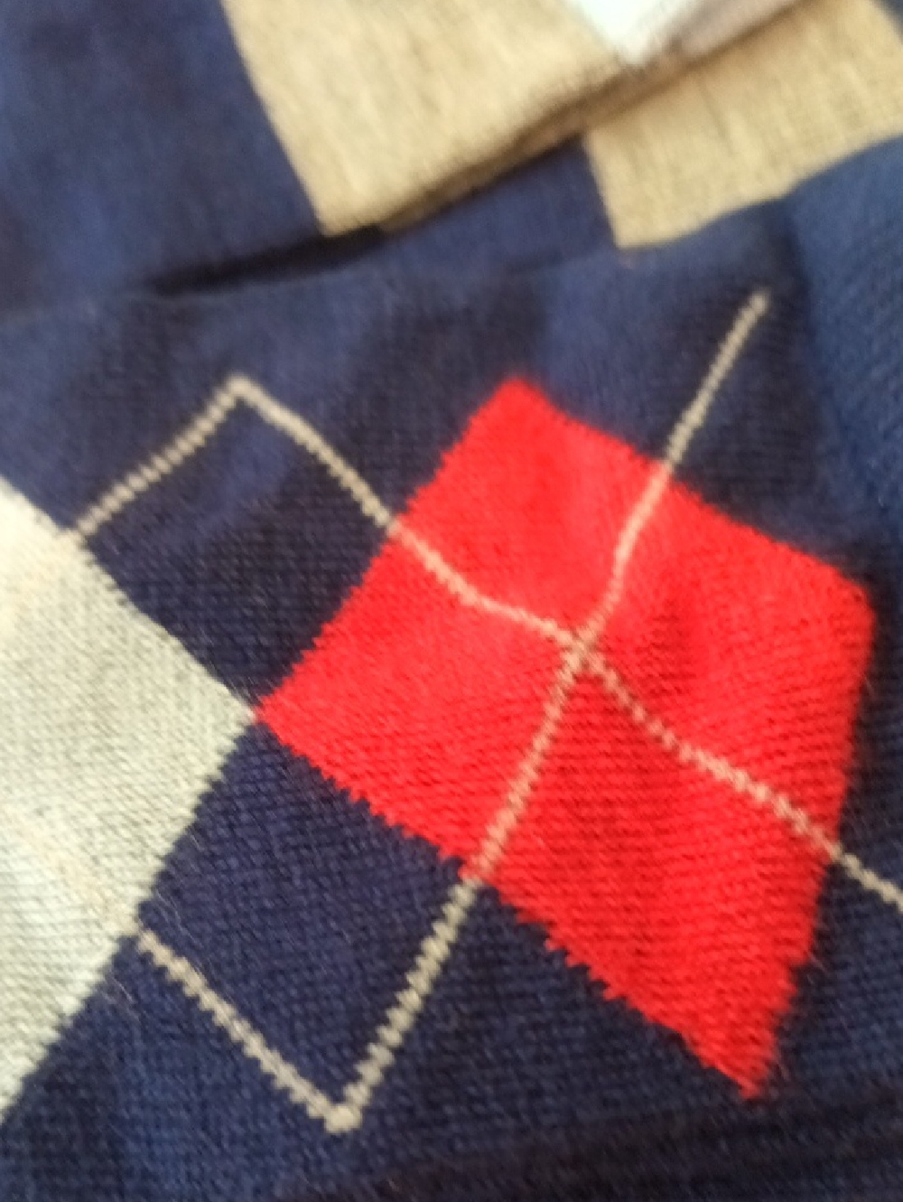 No BoundariesKids Mid-Crew Argyle & Stripe Socks - Blue/Gray/Red - Picture 8 of 10